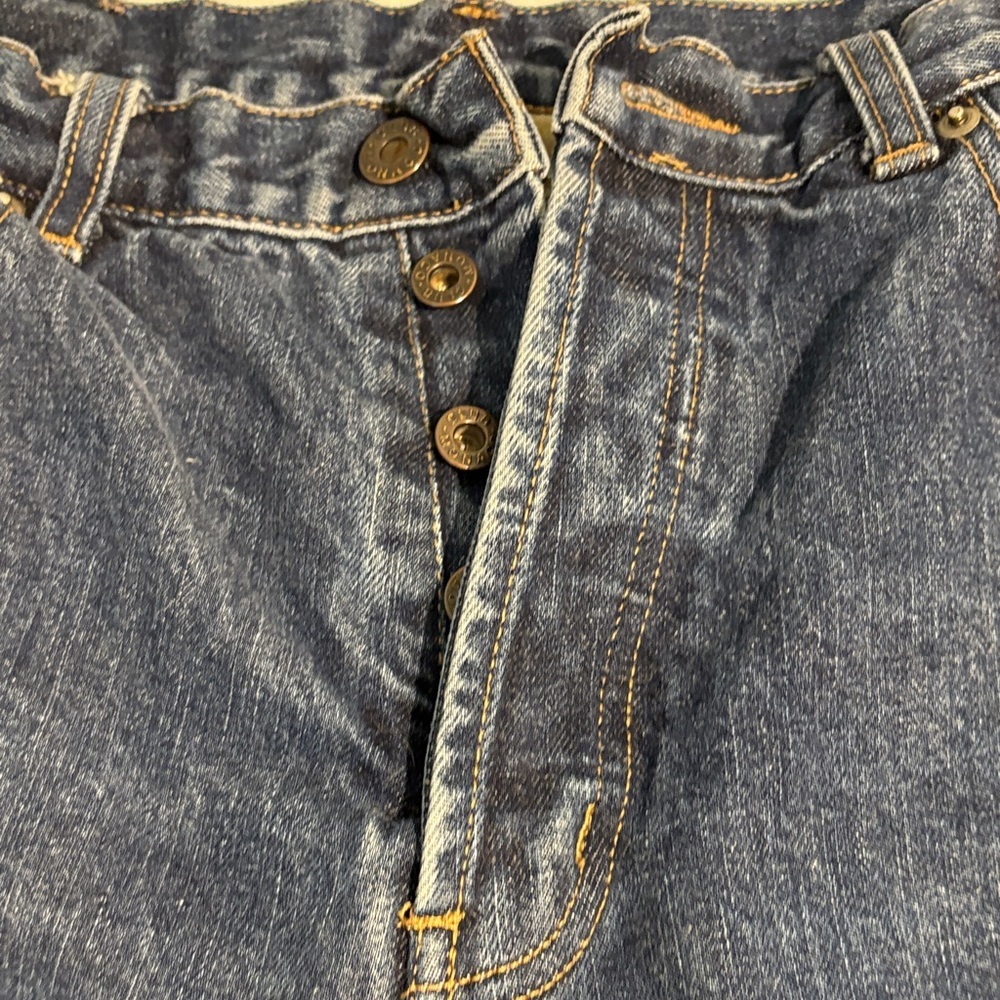 Vintage Club Monaco Dark Blue Straight Jeans Button Fly Distressed Hem - Picture 4 of 9